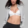 Chaqueta corta de punto Scholar con cremallera completa - Gris jaspeado deportivo