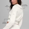 Chaqueta corta de punto Scholar con cremallera completa - Marfil