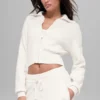 Chaqueta corta de punto Scholar con cremallera completa - Marfil
