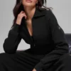 Chaqueta corta de punto Scholar con cremallera completa - Negro