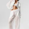 Chaqueta corta Game Time con cremallera completa - Blanca