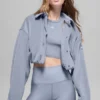 Chaqueta corta Mountain Side de terciopelo acanalado — Winter Frost