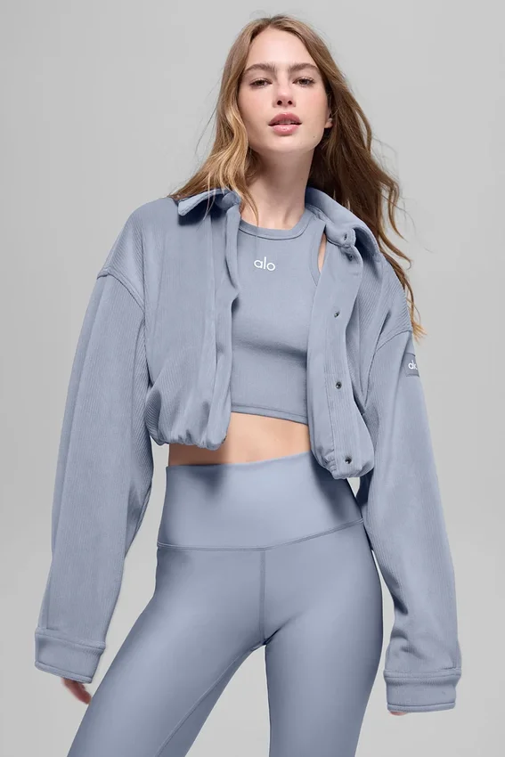 Chaqueta corta Mountain Side de terciopelo acanalado — Winter Frost