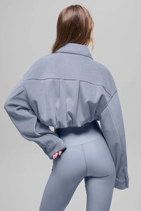 Chaqueta corta Mountain Side de terciopelo acanalado — Winter Frost