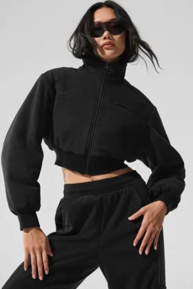 Chaqueta corta Wintry Mix de forro polar - Negro