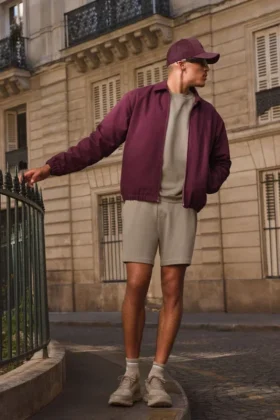 Chaqueta de lona de algodón estilo Coaches - Burdeos