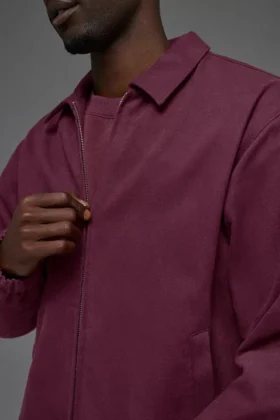 Chaqueta de lona de algodón estilo Coaches – Burdeos