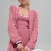 Chaqueta de punto con cremallera completa Tennis Club — Rosa silvestre/Blanco