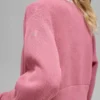 Chaqueta de punto con cremallera completa Tennis Club — Rosa silvestre/Blanco