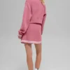 Chaqueta de punto con cremallera completa Tennis Club — Rosa silvestre/Blanco