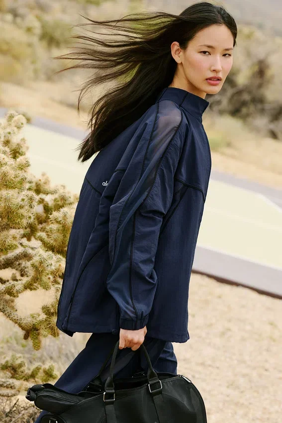 Chaqueta deportiva Origin con cremallera completa - Azul marino/Negro