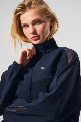 Chaqueta deportiva Origin con cremallera completa – Azul marino/Negro