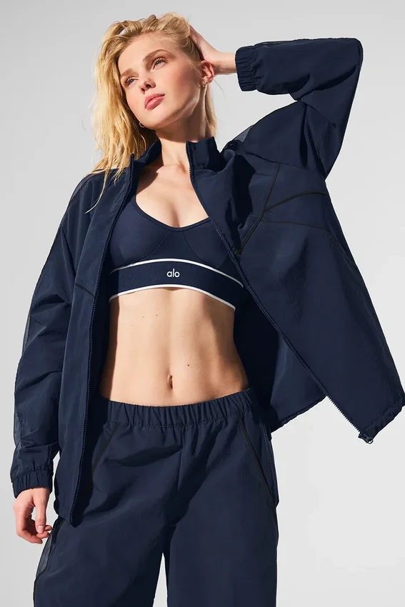Chaqueta deportiva Origin con cremallera completa - Azul marino/Negro