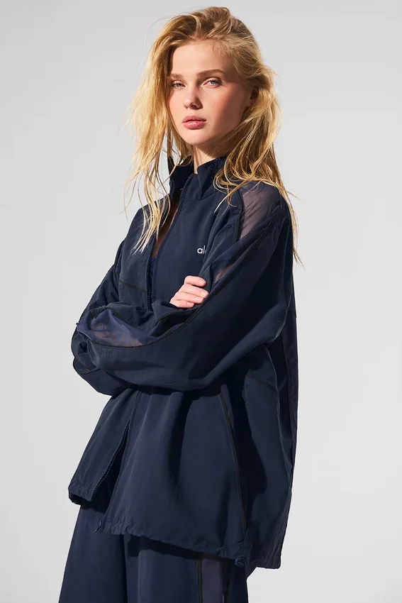 Chaqueta deportiva Origin con cremallera completa - Azul marino/Negro