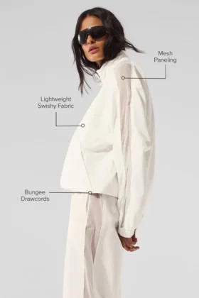 Chaqueta deportiva Origin con cremallera completa – Marfil