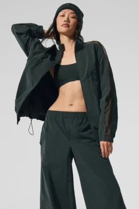 Chaqueta deportiva Origin con cremallera completa - Verde carbón