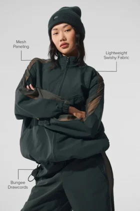 Chaqueta deportiva Origin con cremallera completa – Verde carbón