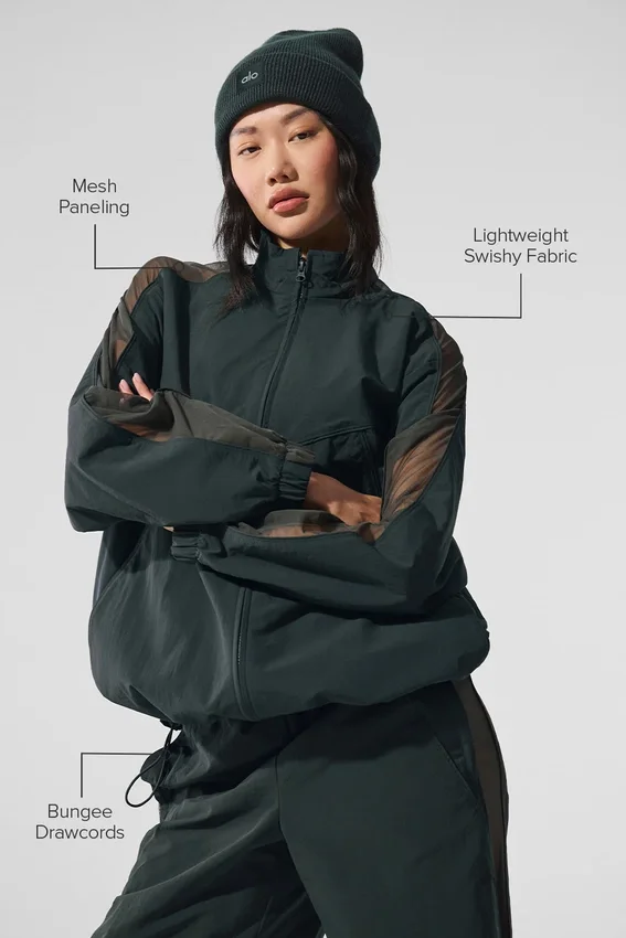 Chaqueta deportiva Origin con cremallera completa - Verde carbón