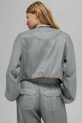 Chaqueta Game Time con cremallera completa – Gris lunar