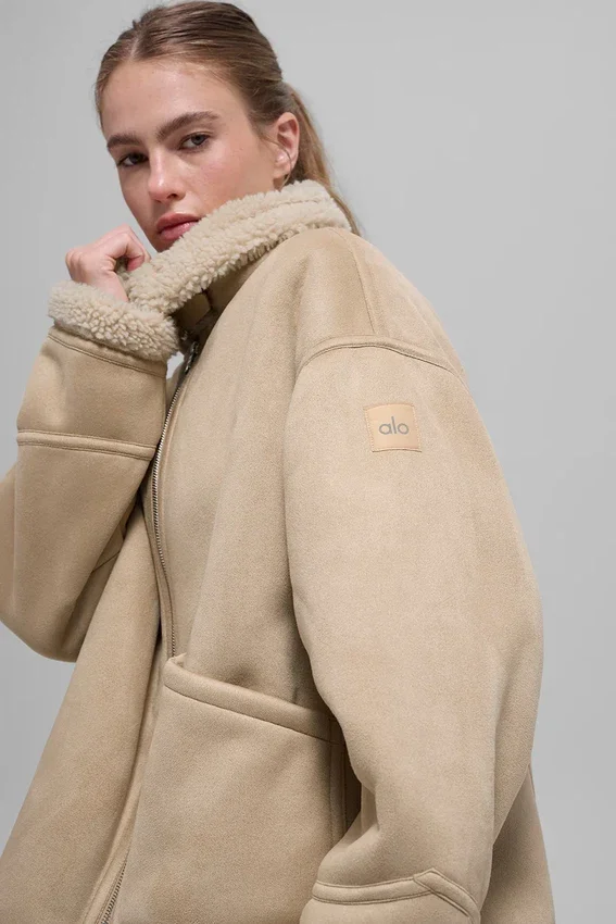 Chaqueta Grand de imitación de piel de oveja - Beige bosque