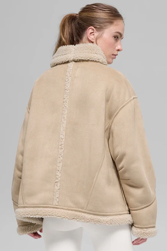 Chaqueta Grand de imitación de piel de oveja - Beige bosque