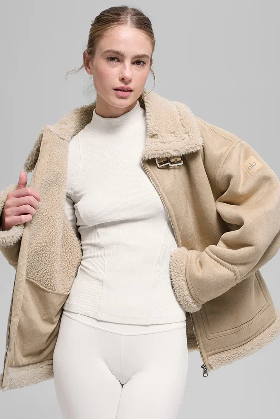 Chaqueta Grand de imitación de piel de oveja - Beige bosque