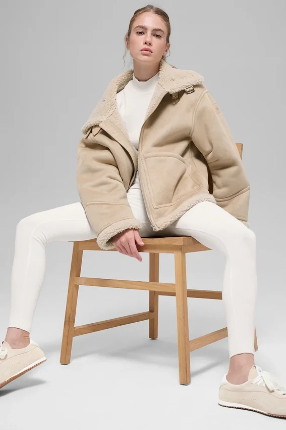 Chaqueta Grand de imitación de piel de oveja - Beige bosque