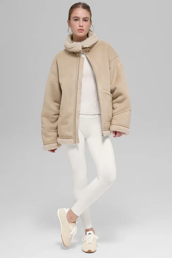Chaqueta Grand de imitación de piel de oveja - Beige bosque