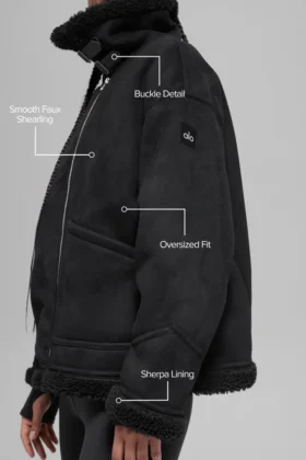 Chaqueta Grand de imitación de piel de oveja – Negro