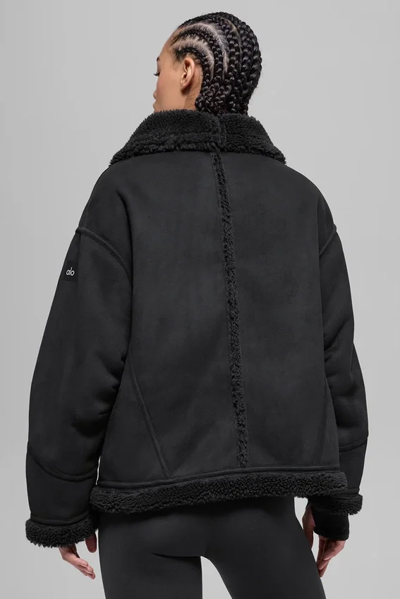 Chaqueta Grand de imitación de piel de oveja - Negro