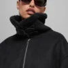 Chaqueta Grand de imitación de piel de oveja - Negro