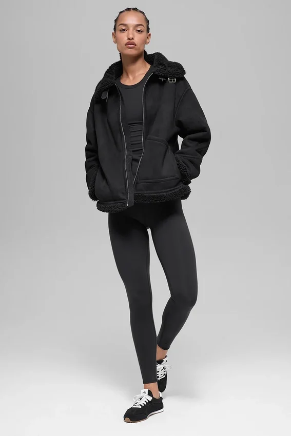 Chaqueta Grand de imitación de piel de oveja - Negro