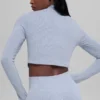 Chaqueta sin costuras de canalé bicolor - Gris escarchado invernal