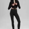 Chaqueta sin costuras de dos tonos con canalé - Negro