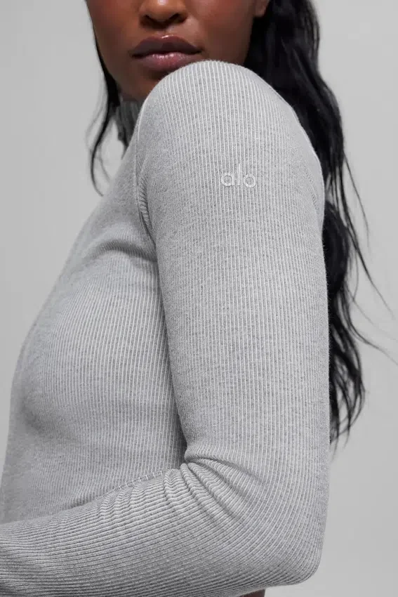 Chaqueta sin costuras de dos tonos con tejido acanalado - Gris brumoso claro jaspeado