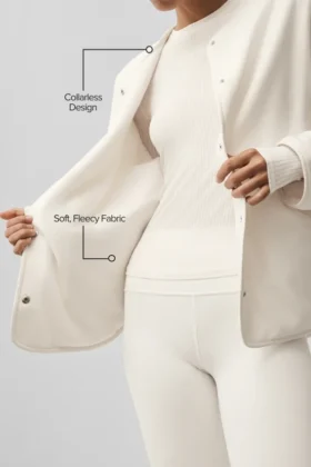Chaqueta Take Note de forro polar – Marfil