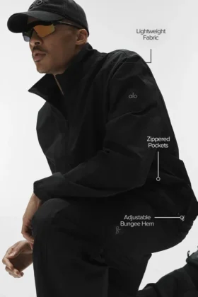 Chaqueta Takeaway Track con cremallera completa – Negro