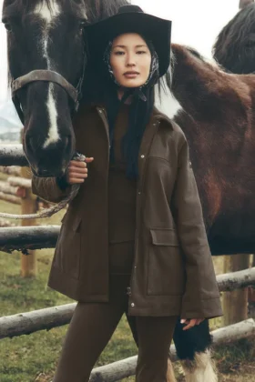 Chaqueta tipo granero de sarga - Espresso