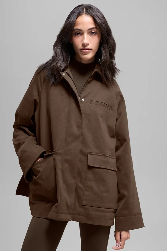 Chaqueta tipo granero de sarga - Espresso