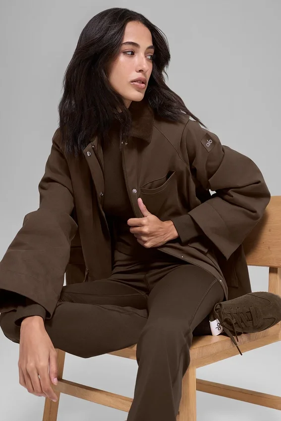 Chaqueta tipo granero de sarga - Espresso