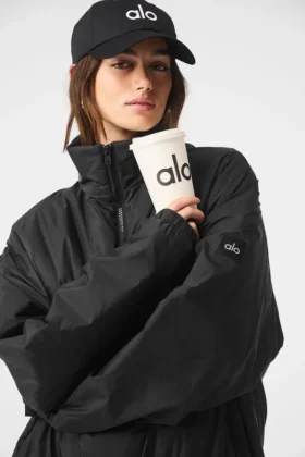 Chaqueta tipo jerséí ligera con media cremallera Latitude – Negro