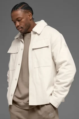 Chaqueta tipo shacket de lona utilitaria - Color hueso