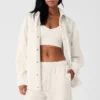 Chaqueta tipo «shacket» Mountain Side de terciopelo acanalado - Marfil