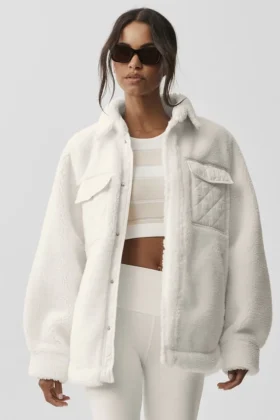 Chaqueta tipo shacket Sherpa Edge - Marfil
