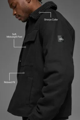 Chaqueta tipo shacket utilitaria de lona – Negro