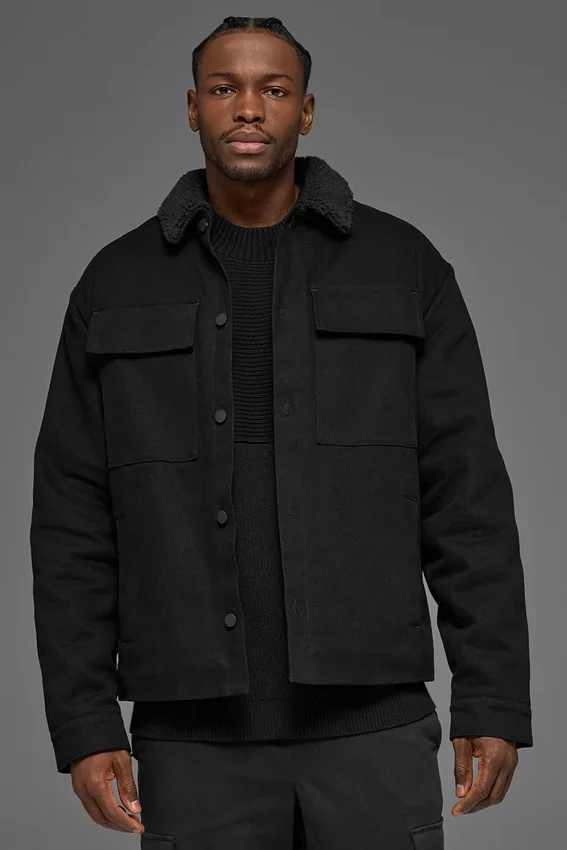 Chaqueta tipo shacket utilitaria de lona - Negro