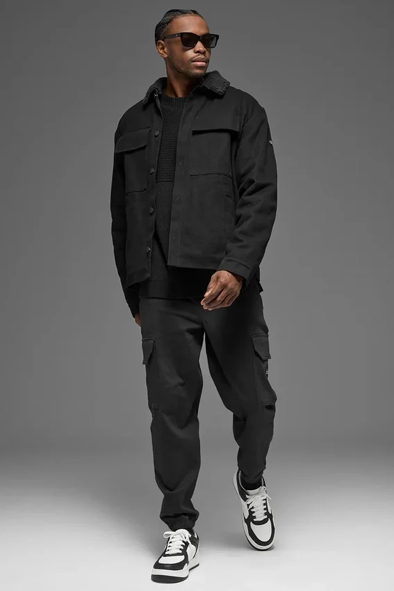 Chaqueta tipo shacket utilitaria de lona - Negro