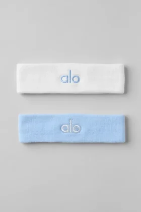 Cinta para el sudor Glow (paquete de 2) - Azul concha/Blanco