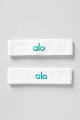 Cinta para el sudor Glow (paquete de 2) - Blanco/Verde abeto
