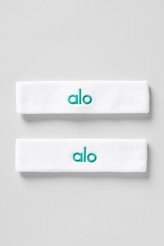 Cinta para el sudor Glow (paquete de 2) - Blanco/Verde abeto